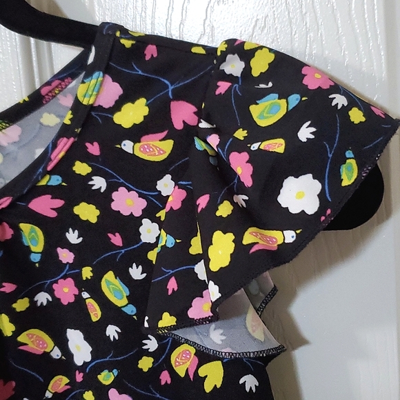 Dot Dot Smile 8/10 Girls Black Floral Dress Made In USA - Picture 6 of 6